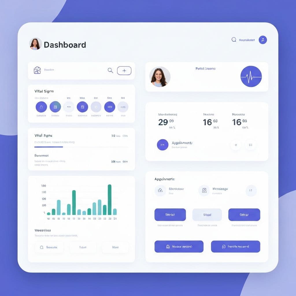 Healthcare dashboard interface representing a pharmacy SaaS platform