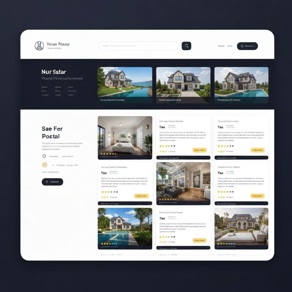 Real estate portal interface with high-end property visuals
